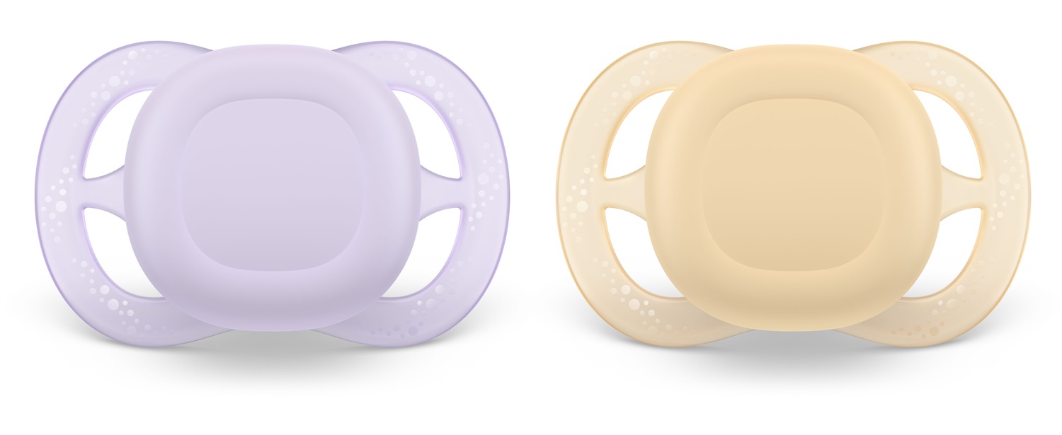 Philips Avent Ultra Start Succhietti 0-2 mesi - Set da 2, a base vegetale, colori pastello
