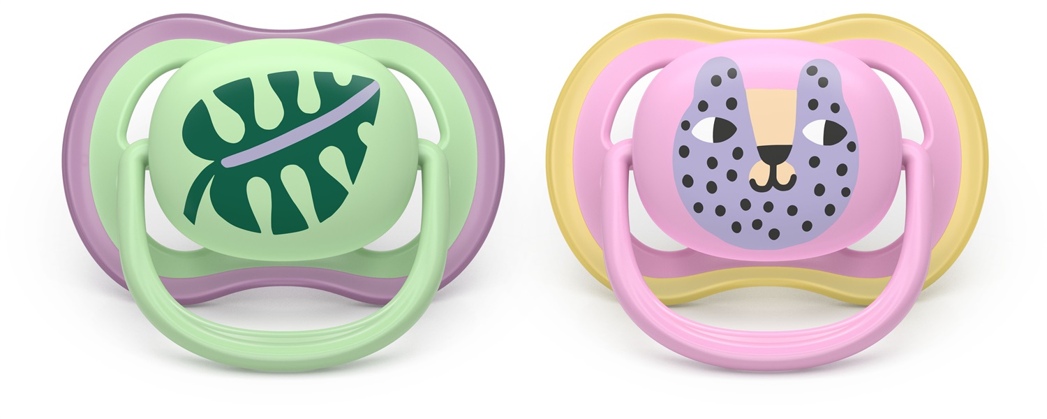 Philips Avent Succhietti Ultra Air - Design ortodontico, per neonati 6-18 mesi, tettarella in silicone morbido, senza BPA, con custodia per sterilizzazione, set da 2