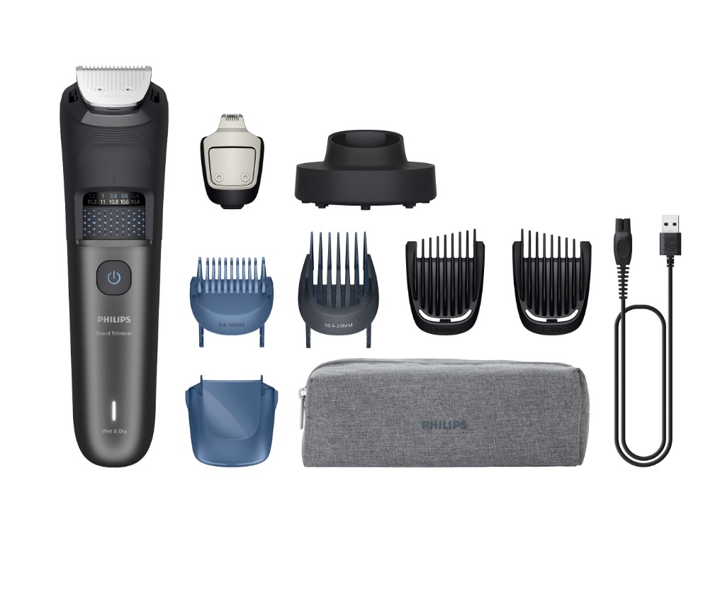 Philips Regolabarba Serie 7000 BT7660/15 - Lame in Metallo Autoaffilanti, 40 Impostazioni di Lunghezza, Tecnologia BeardSense, Raccoglitore Peli, Impermeabile, Supporto Ricarica, Custodia Morbida