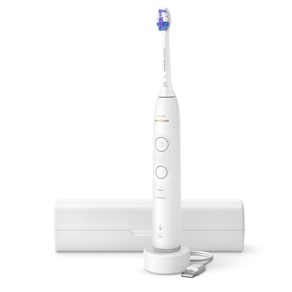 Philips Sonicare 6100 HX7400/06 Spazzolino Ricaricabile con Tecnologia Sonica, Modalità Sensitive, Custodia da Viaggio e 62000 Movimenti/Minuto