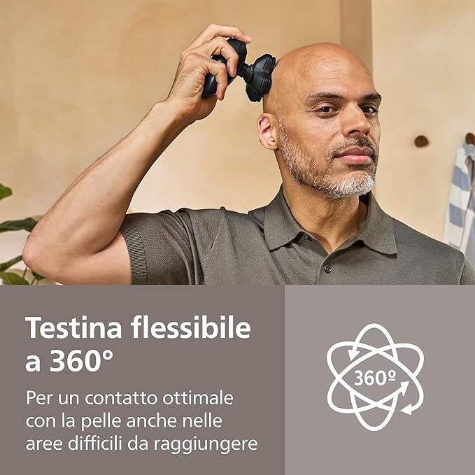 Philips HS5980/15 Rasoio Elettrico Testa Serie 5000 con Testina Flessibile a 360° e Lame ComfortCut