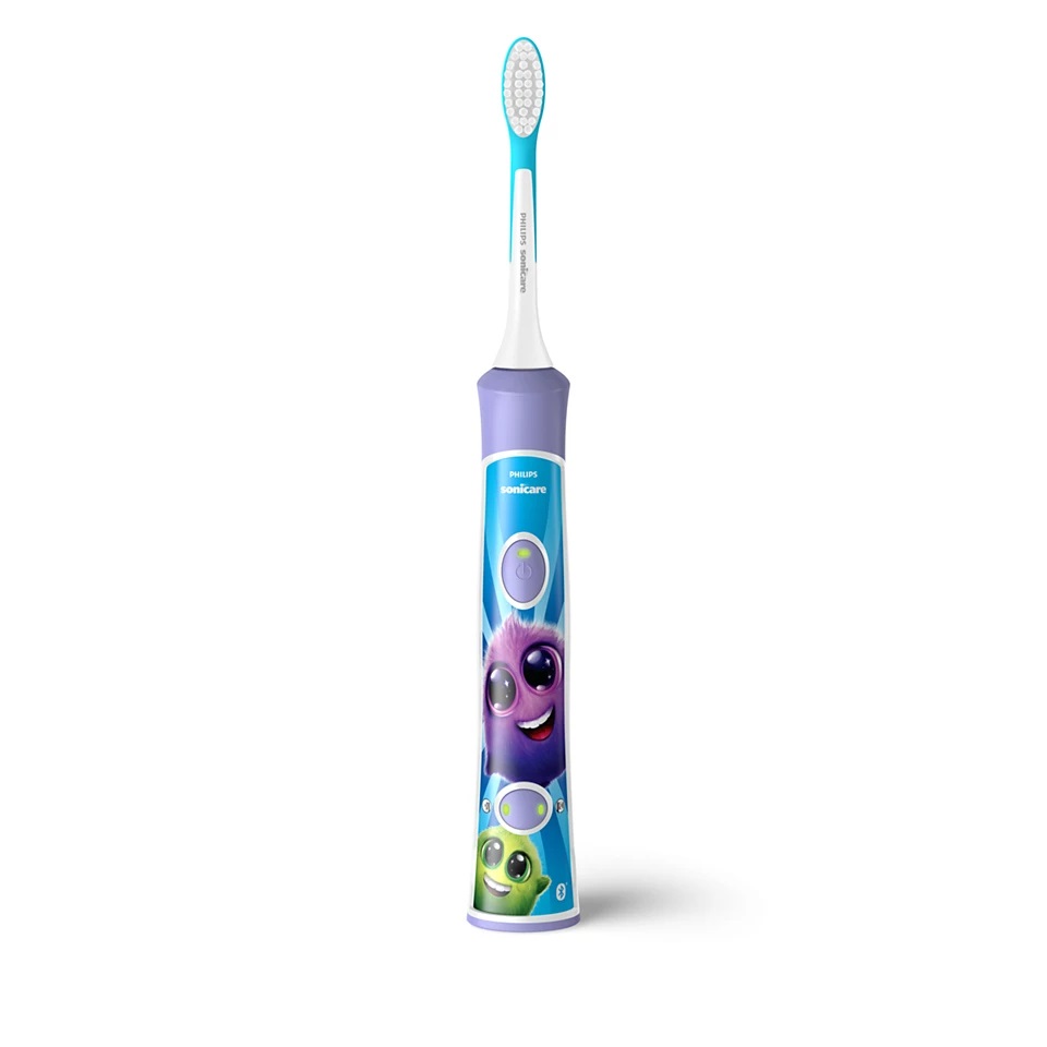 Philips Sonicare For Kids HX6322/12 - Spazzolino elettrico sonico per bambini dai 3 anni con app, SmarTimer e QuadPacer, colore viola
