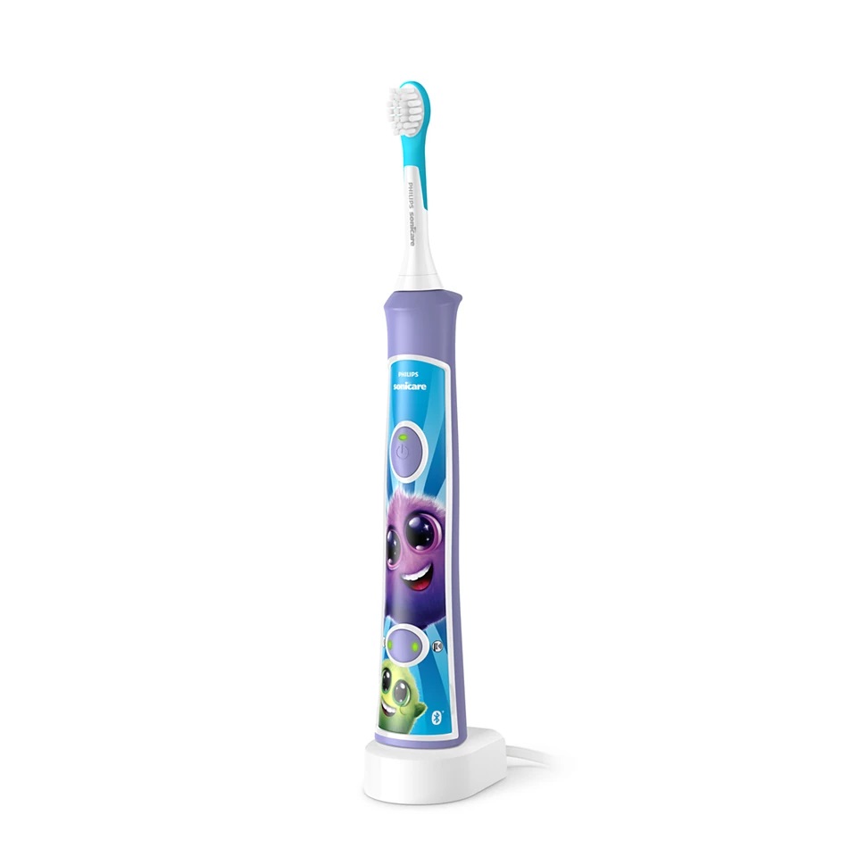 Philips Sonicare For Kids HX6322/12 - Spazzolino elettrico sonico per bambini dai 3 anni con app, SmarTimer e QuadPacer, colore viola