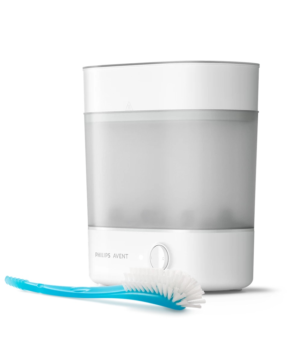 Philips Avent Sterilizzatore a Vapore Elettrico SCF291/30 - Set Regalo con Spazzola, Sterilizza 6 Biberon in 6-10 Minuti, Elimina il 99,9% dei Germi