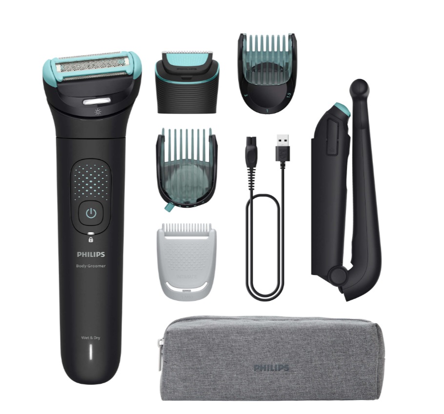 Philips Bodygroom Serie 7000 - Rifinitore e rasoio impermeabile con testina flessibile 2D, tripla protezione e 120 minuti di autonomia