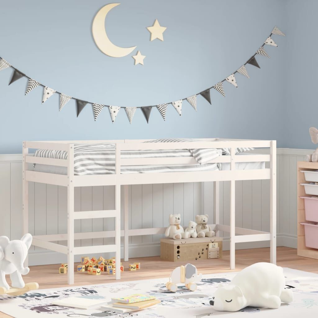 vidaXL Letto a Soppalco per Bambini in Legno Massello di Pino 90x190 cm con Scala