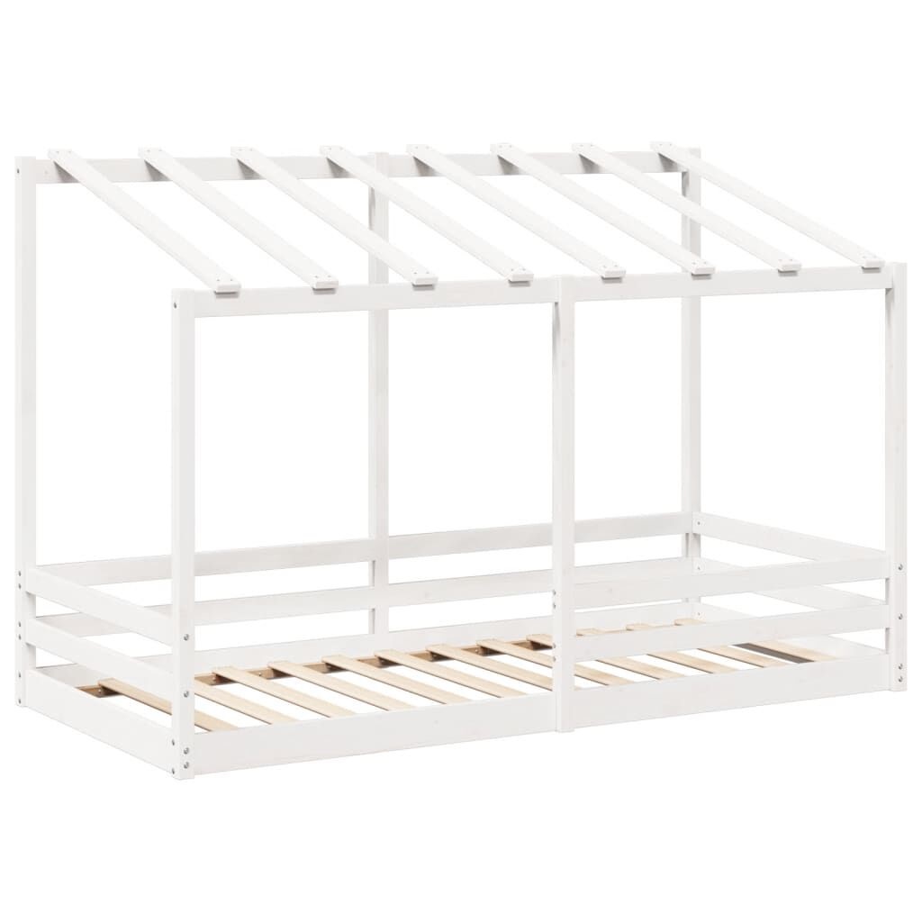 vidaXL Letto Bambini con Tetto Bianco in Legno Massello di Pino 100x200 cm - Design Divertente e Spazioso