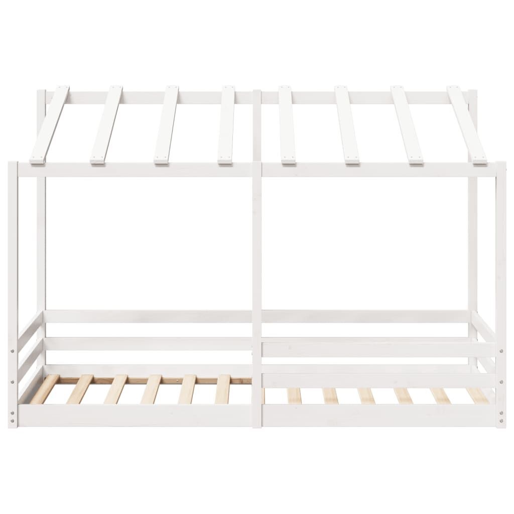 vidaXL Letto Bambini con Tetto Bianco in Legno Massello di Pino 100x200 cm - Design Divertente e Spazioso