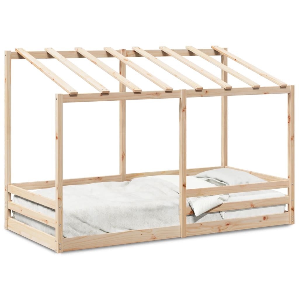 vidaXL Letto per Bambini con Tetto in Legno Massello di Pino 90x200 cm - Divertente e Spazioso