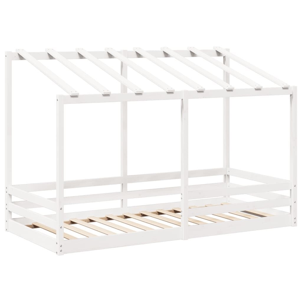 vidaXL Letto per Bambini con Tetto Bianco in Legno Massello di Pino 90x200 cm - Design Divertente e Spazioso