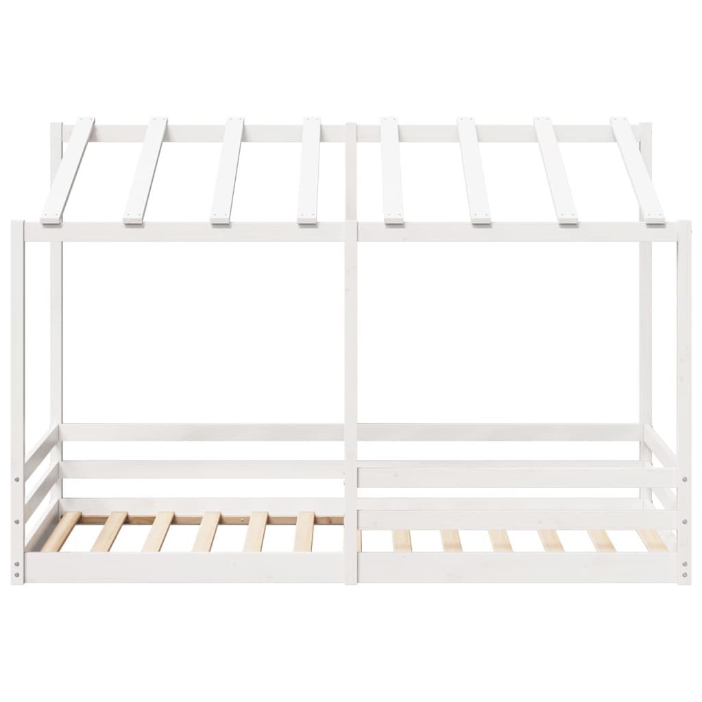 vidaXL Letto per Bambini con Tetto Bianco in Legno Massello di Pino 90x200 cm - Design Divertente e Spazioso