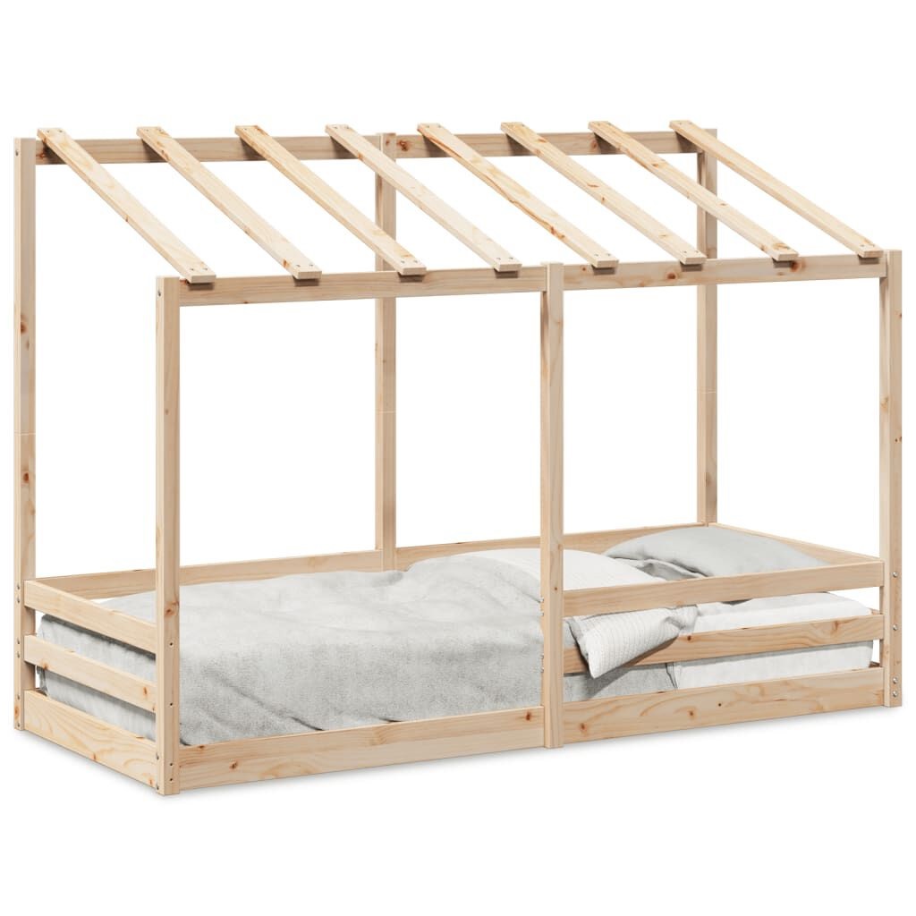 vidaXL Letto per Bambini con Tetto in Legno Massello di Pino 90x190 cm - Design Divertente e Spazioso