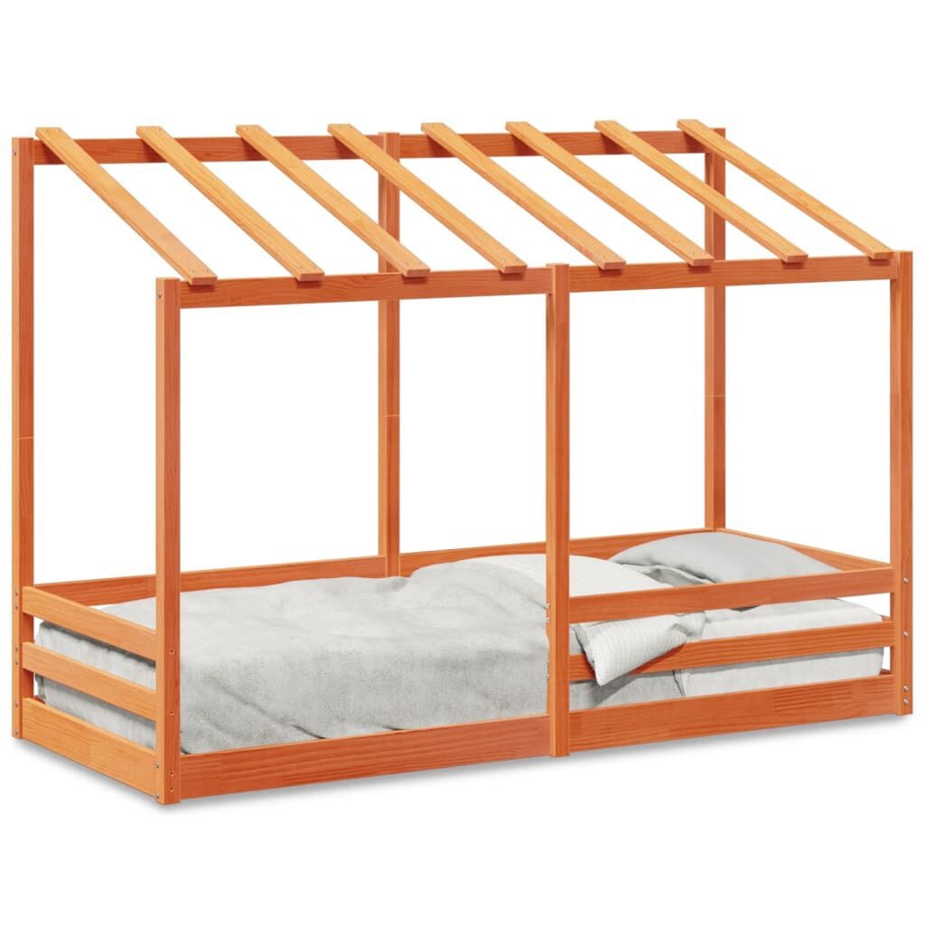 vidaXL Letto Bambini con Tetto in Legno Massello di Pino 90x190 cm - Design Rustico e Divertente