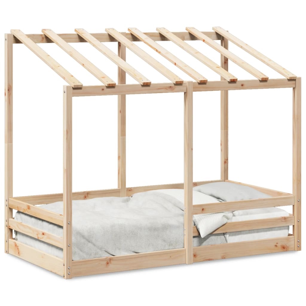 vidaXL Letto per Bambini con Tetto in Legno Massello di Pino 75x190 cm - Divertente e Spazioso
