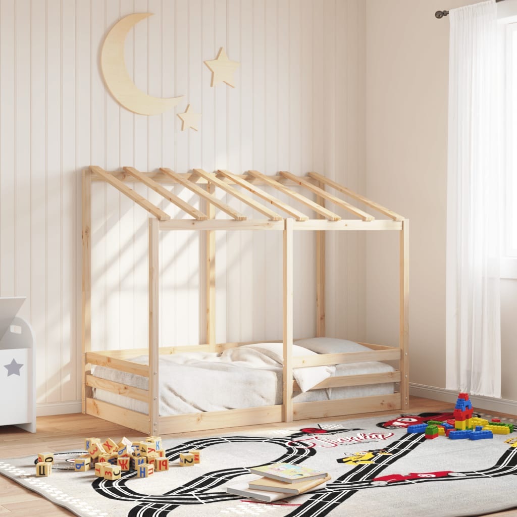 vidaXL Letto per Bambini con Tetto in Legno Massello di Pino 75x190 cm - Divertente e Spazioso