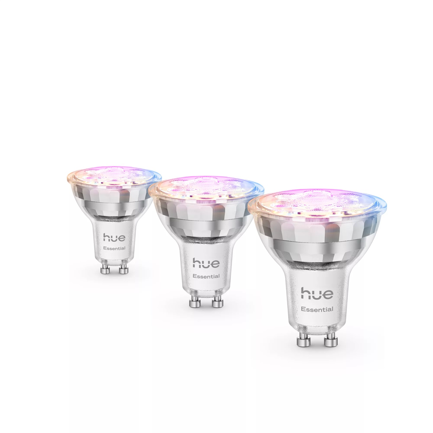 Philips Hue Essential GU10 - Lampadina Intelligente Faretto Spot Smart, 345 lm, 4,7 W, Confezione da 3