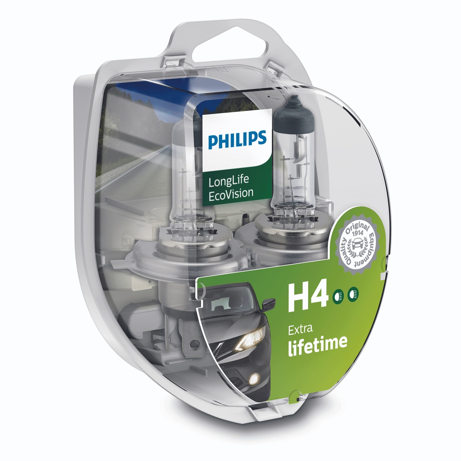 PHILIPS Lampadina Alogena H4 Ecovision 12V 60/55W - Maggiore Durata e Design di Alta Qualità