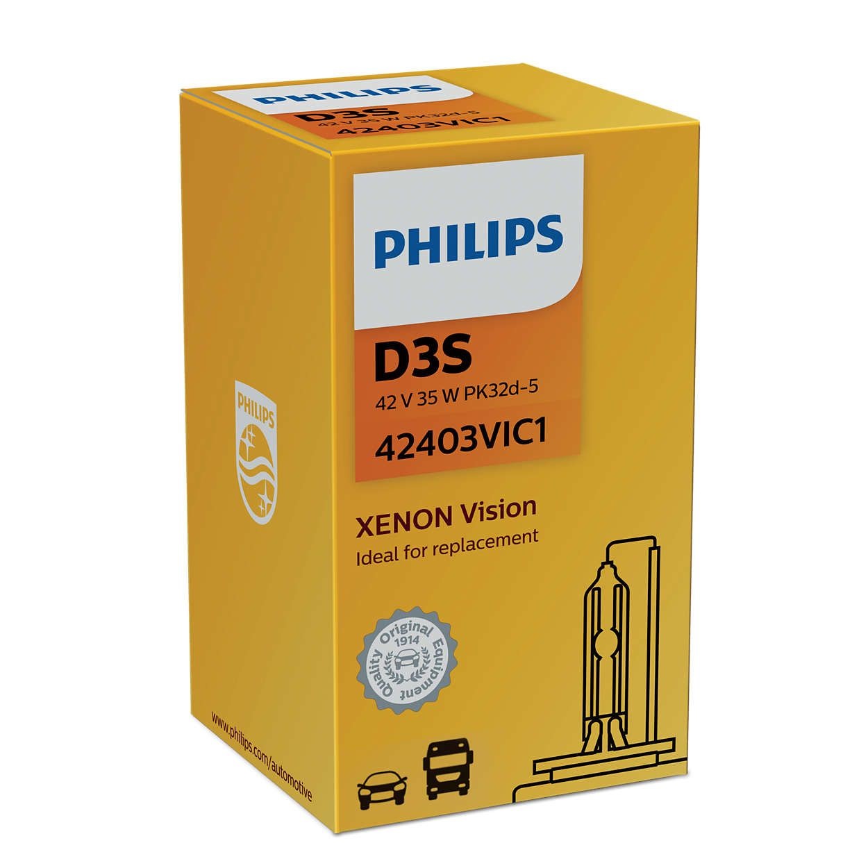 Philips D3S Vision Lampadina Xenon 35W 42V - Colore Chiaro 4400K