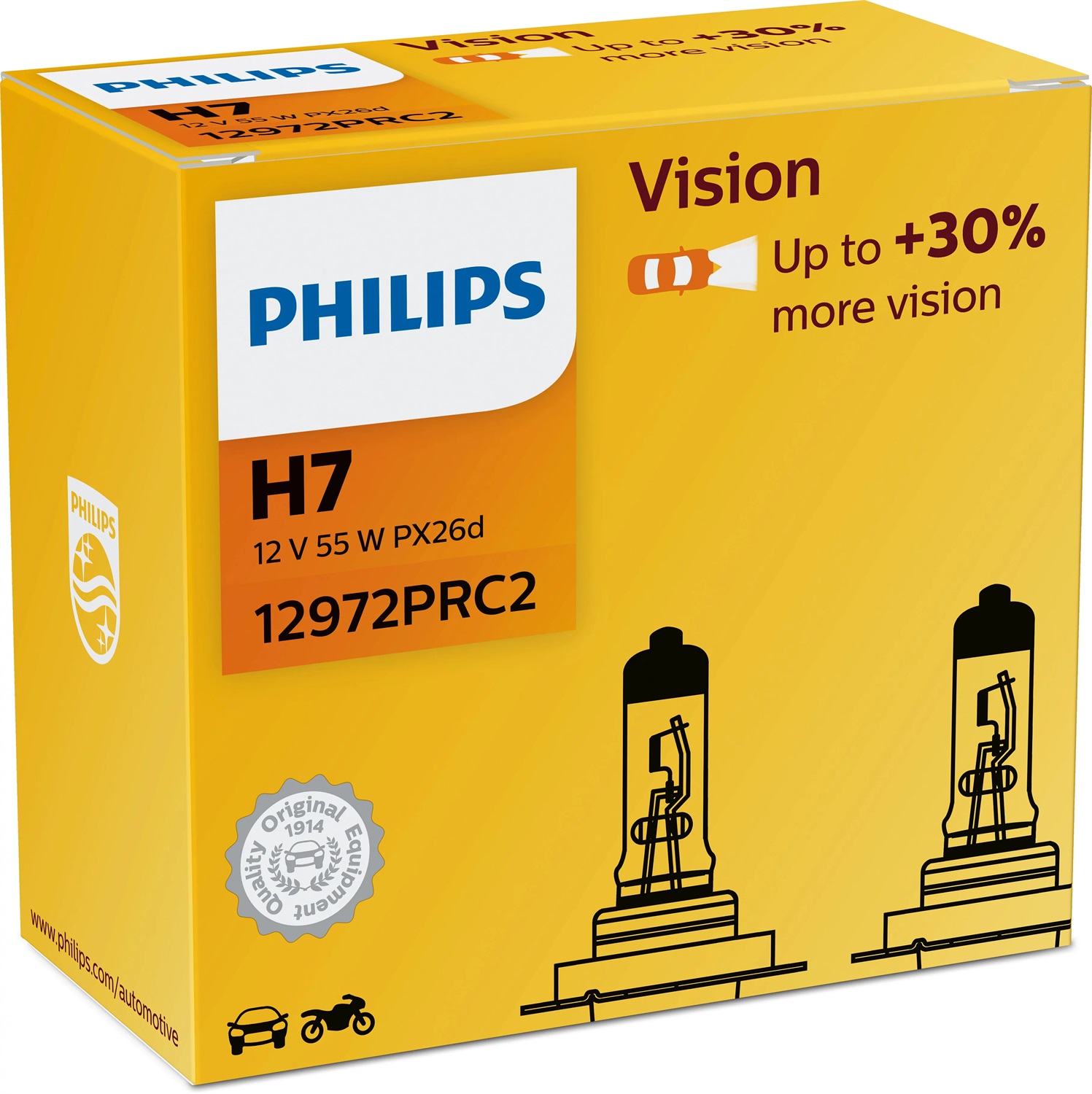 Philips Lampada Alogena H7 Vision 12V 55W - Confezione da 2 lampadine