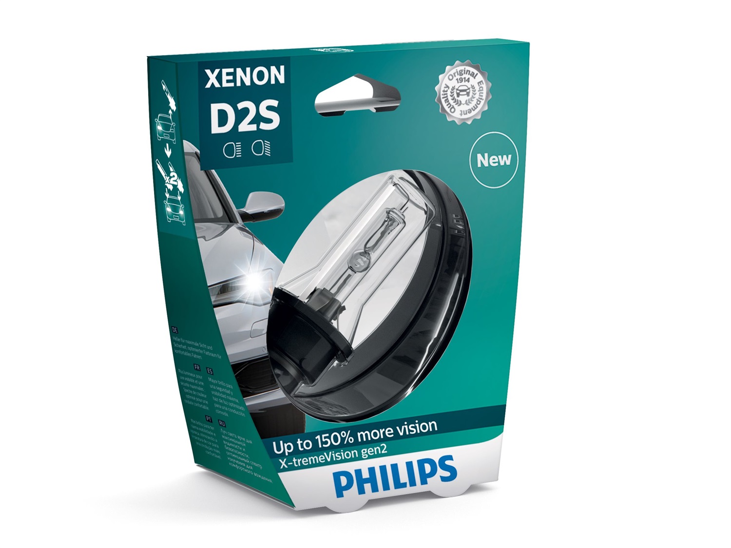 Philips Xenon X-tremeVision gen2 D2S 35W Lampadina per Fari allo Xenon - Colore Luce 4800K, Fino al 150% di Visibilità in Più