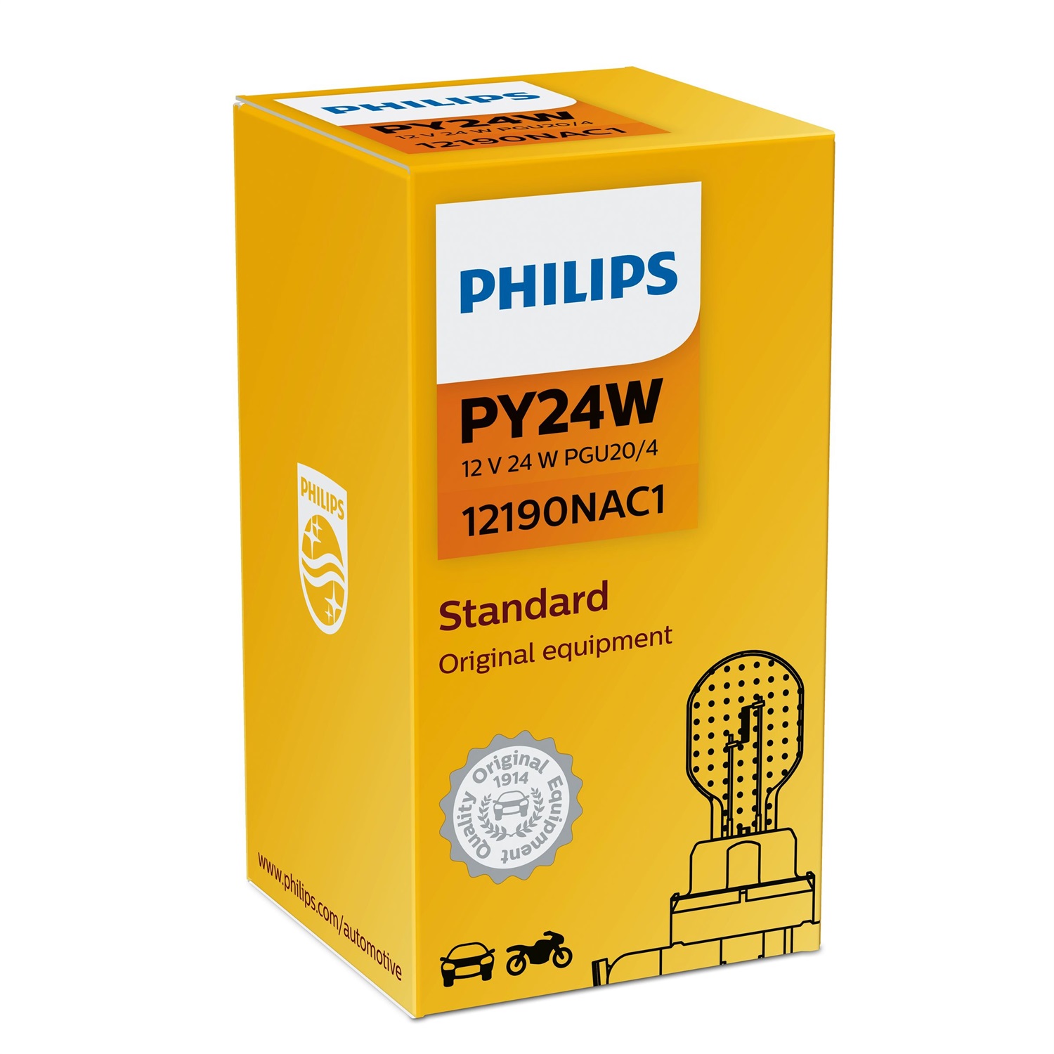 Philips 12190NAC1 Lampadina Secondaria PY24W 12V 24W Gialla