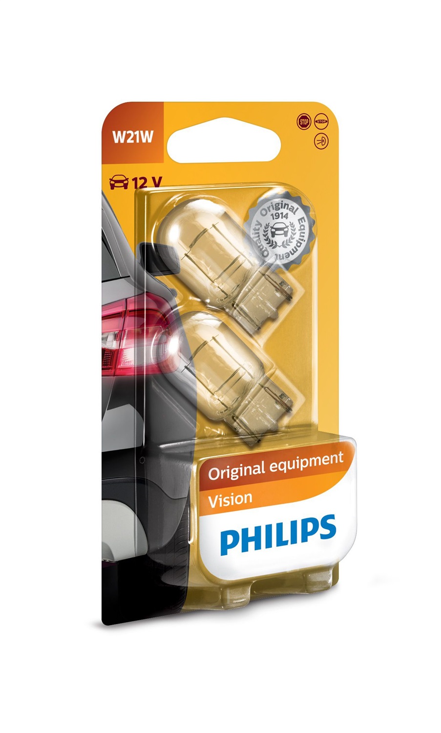 Philips 12065B2 Lampadina W21W a Incandescenza con Base in Vetro - 21W, 12V, Durata 400 Ore