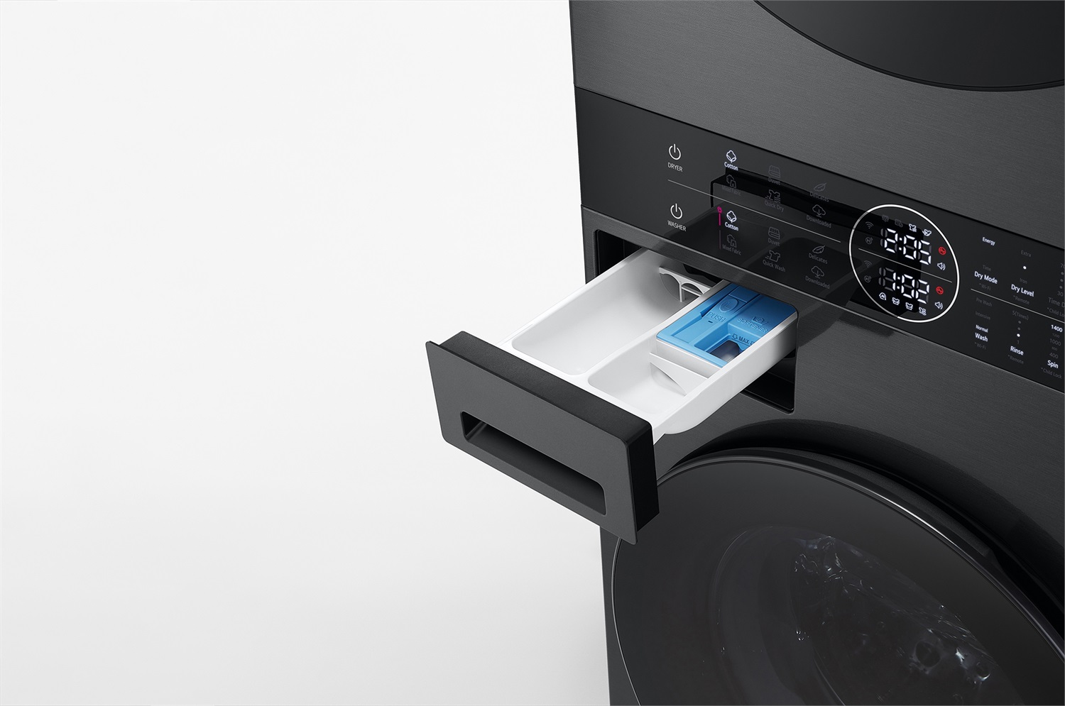 LG WashTower WT1210BBF Colonna Bucato 12/10kg AI DD, Classe A-10%/A , Pannello Unificato, Caricamento Frontale, Libera Installazione, Nero, 1400 Giri/min