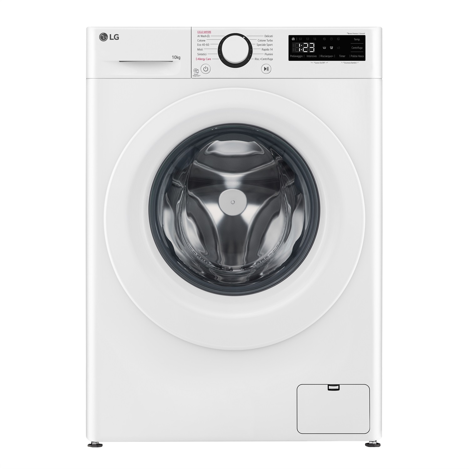 LG F4R3010NSWW Lavatrice 10kg AI DD™ con Lavaggio a Vapore Igienizzante, Classe A-10%, 1400 giri/min, Allergy Care