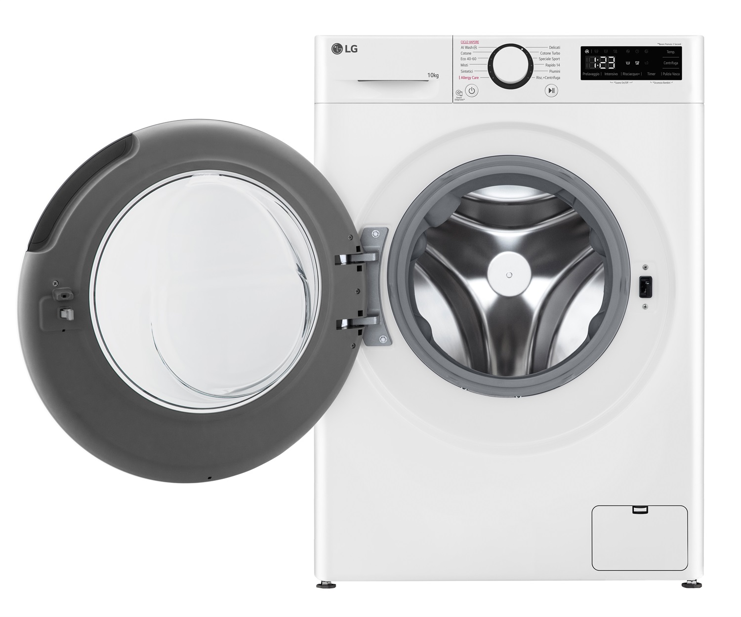 LG F4R3010NSWW Lavatrice 10kg AI DD™ con Lavaggio a Vapore Igienizzante, Classe A-10%, 1400 giri/min, Allergy Care