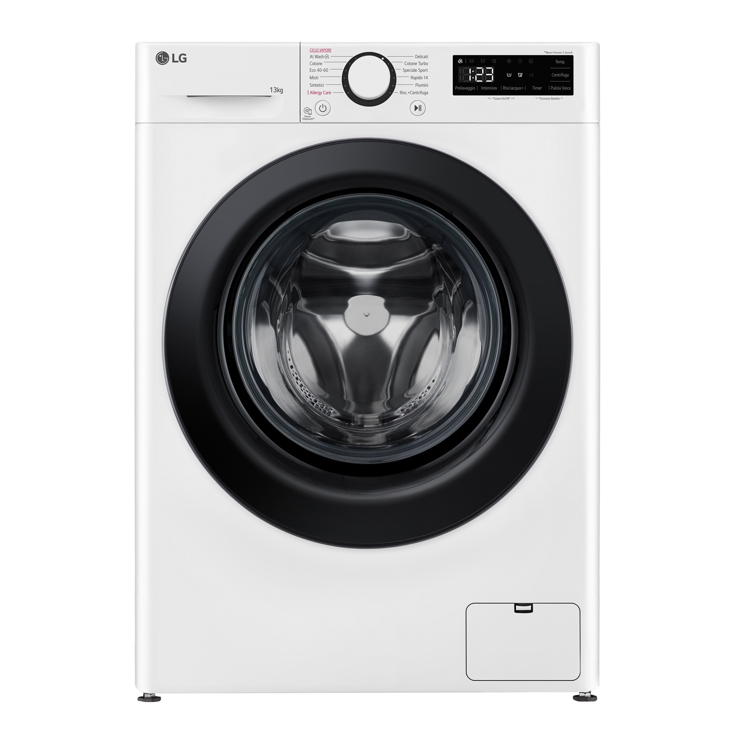 LG F4R3013NSWB Lavatrice 13kg AI DD, 1400 giri, Classe A, Lavaggio a Vapore, 12 Programmi, Funzione Aggiungi Indumento