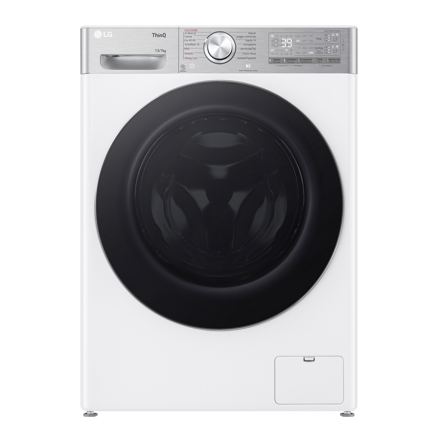 LG D4R9513TPWC Lavasciuga 13/7kg AI DD, Classe D, 1400 giri, TurboWash 360, Autodosaggio, Vapore Steam , Wi-Fi, Libera installazione