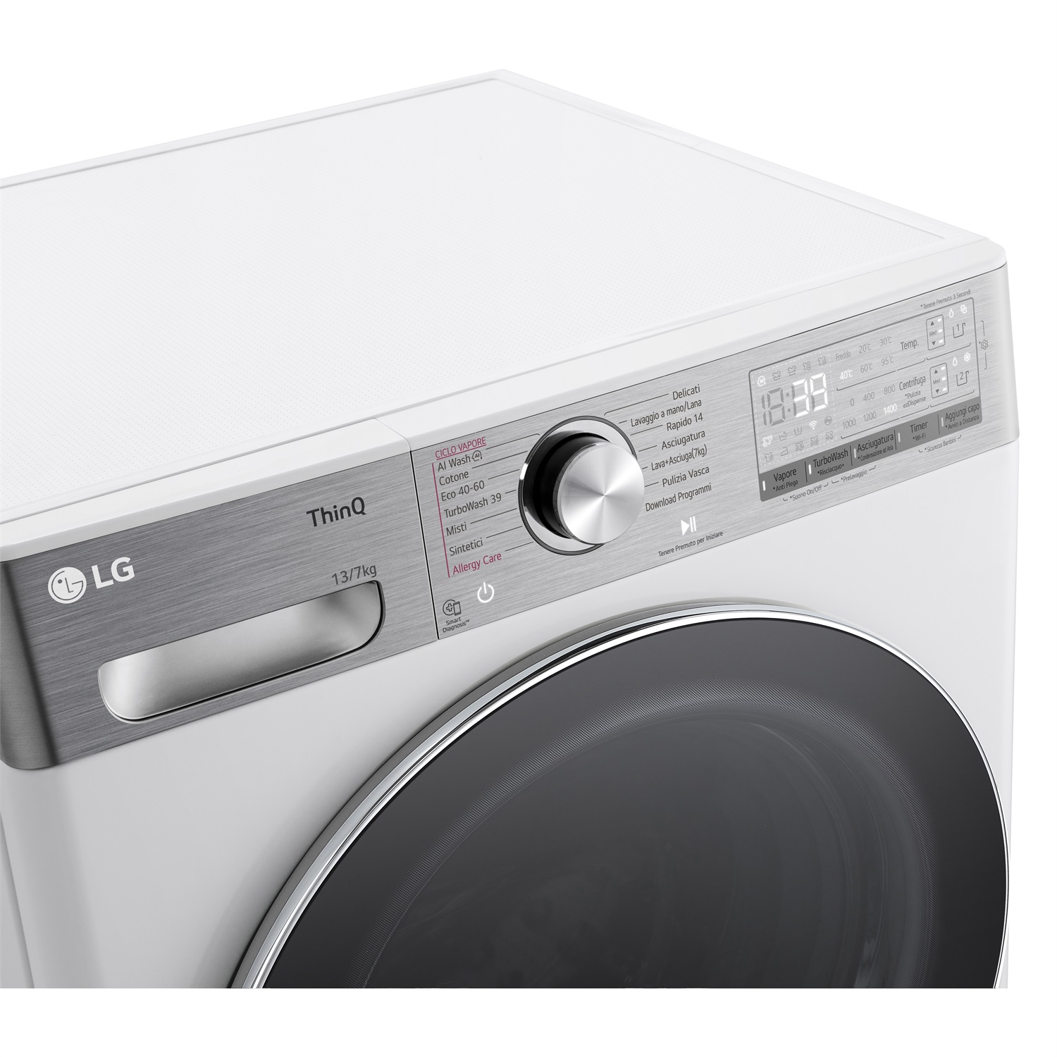 LG D4R9513TPWC Lavasciuga 13/7kg AI DD, Classe D, 1400 giri, TurboWash 360, Autodosaggio, Vapore Steam , Wi-Fi, Libera installazione
