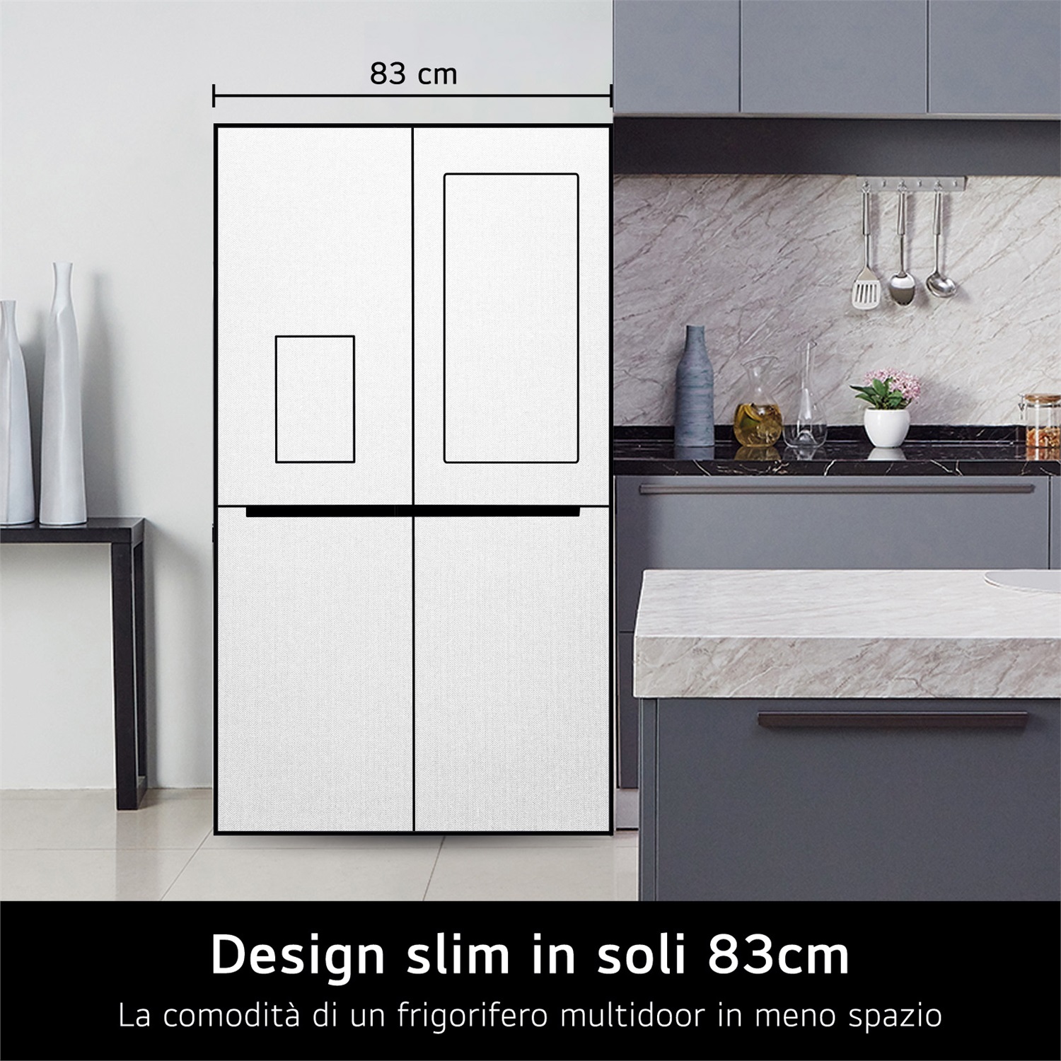 LG GMG860EPBE Frigorifero Multidoor Slim 508L 4 Porte Wi-Fi No Frost Classe E Nero