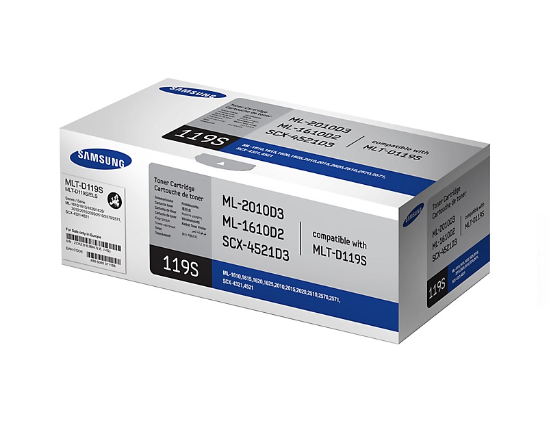 Samsung MLT-D119S Cartuccia Toner Originale Nero - Fino a 2000 Pagine, Compatibile con ML-1610, ML-2010, ML-2510, ML-2570, SCX-4321