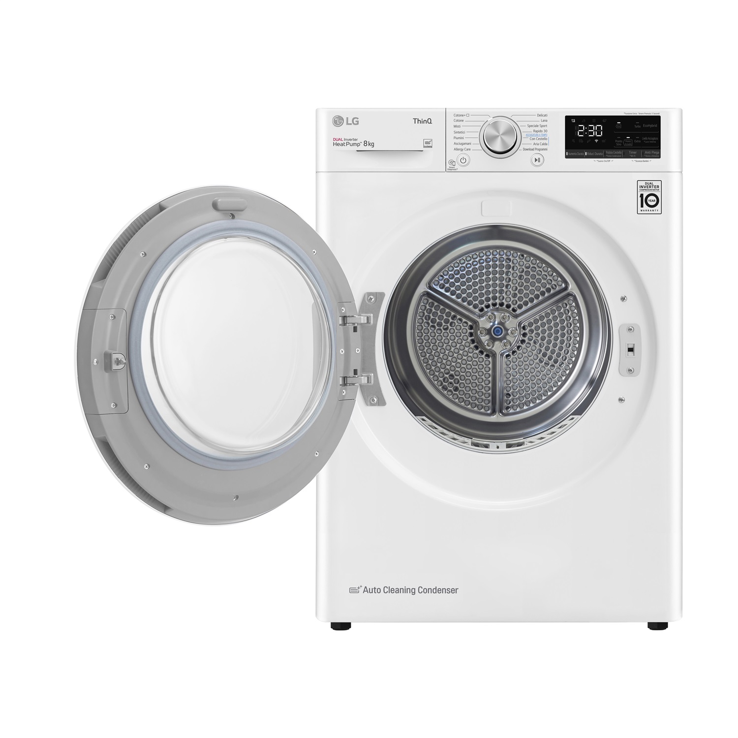 LG RH80V9AVHN Asciugatrice Smart a Carica Frontale 8 kg, Classe A , Pompa di Calore, Wi-Fi, Allergy Care, Eco Hybrid - Bianco