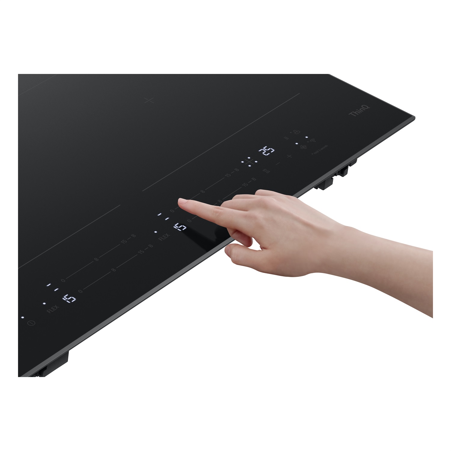 LG CBIZ2437B Piano Cottura Induzione 60cm, 4 Zone Totali, 2 Zone Flex, Potenza da 2,5 a 7,4kW, Controlli Touch Slide, Wi-Fi, Vetro Ceramico SCHOTT, Nero