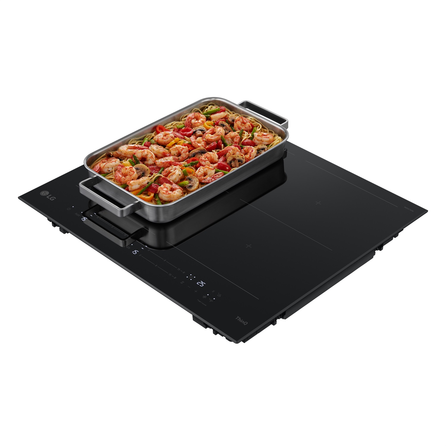 LG CBIZ2437B Piano Cottura Induzione 60cm, 4 Zone Totali, 2 Zone Flex, Potenza da 2,5 a 7,4kW, Controlli Touch Slide, Wi-Fi, Vetro Ceramico SCHOTT, Nero