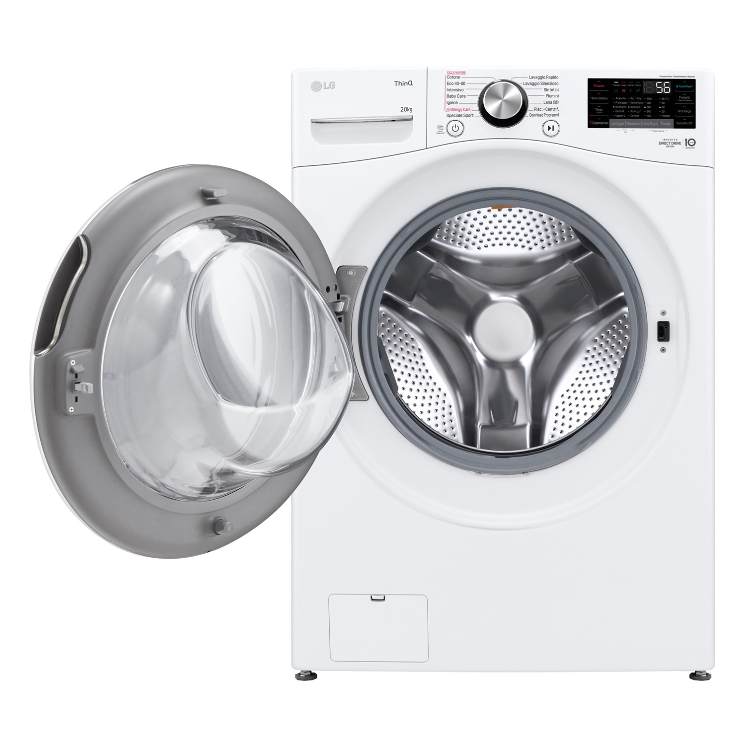 LG F0P3020TSWC Lavatrice AI DD™ 20kg Capacità XL Caricamento Frontale, Classe B, 1000 Giri, TurboWash 360, Vapore, Wi-Fi, Bianco