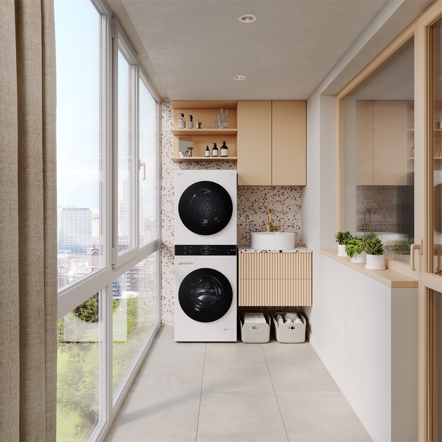 LG WashTower WT1210WWF Colonna Bucato 12 kg Lavatrice e 10 kg Asciugatrice, Classe A -10%/A , 1400 Giri/min, TurboWash360, Lavaggio a Vapore, Wi-Fi, Bianco
