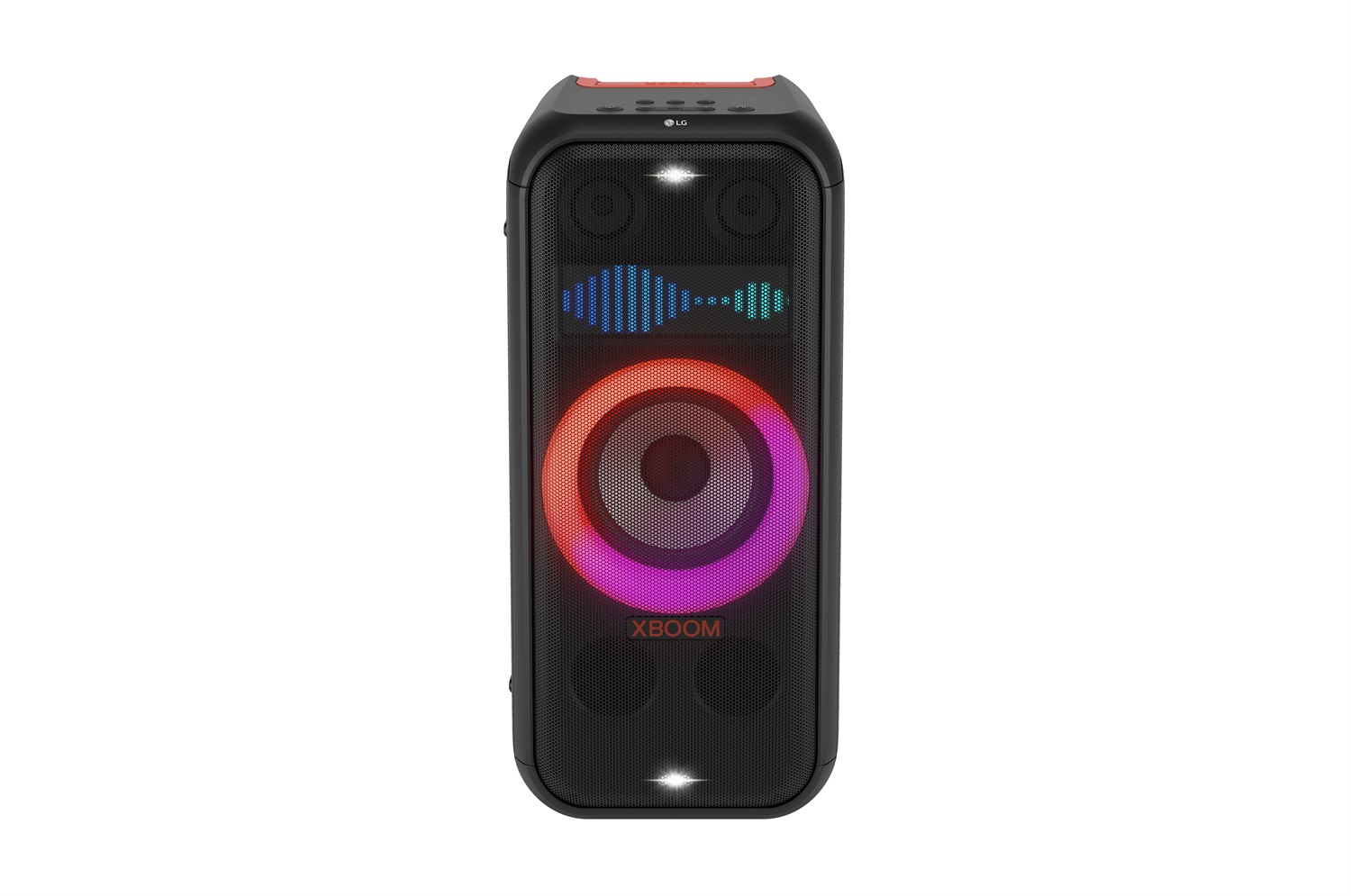 LG XBOOM XL7S - Cassa Bluetooth Portatile 250W con Woofer 8'', Illuminazione Dinamica, Karaoke Professionale, Resistente agli Schizzi (IPX4), Autonomia 20 ore, Maniglia e Rotelle, Nero