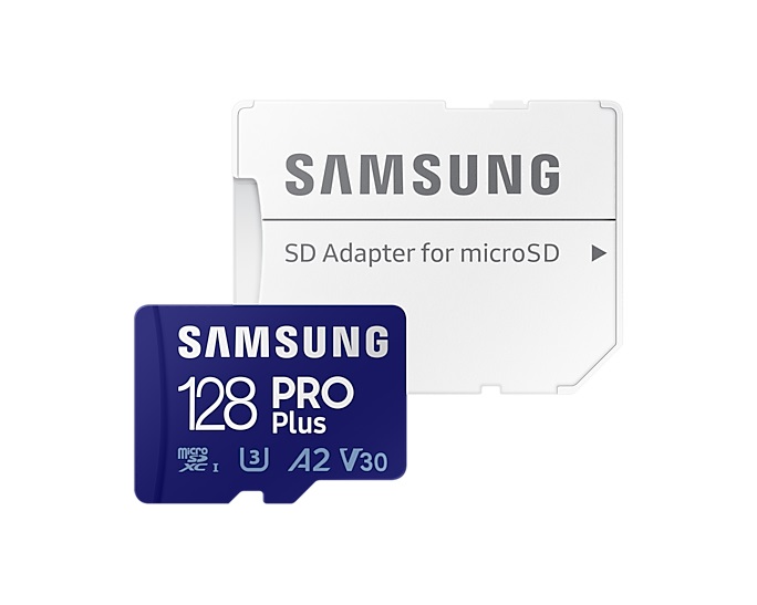 Samsung PRO Plus 128 GB MicroSDXC UHS-I Classe 10, Velocità di Lettura 160 MB/s, Scrittura 120 MB/s, Ideale per Video 4K