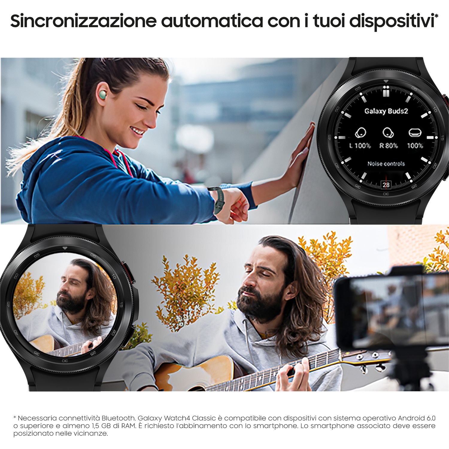 Samsung Galaxy Watch4 Classic Smartwatch 46mm Acciaio Inossidabile Ghiera Rotante GPS Wi-Fi Monitoraggio Benessere Fitness Tracker Nero