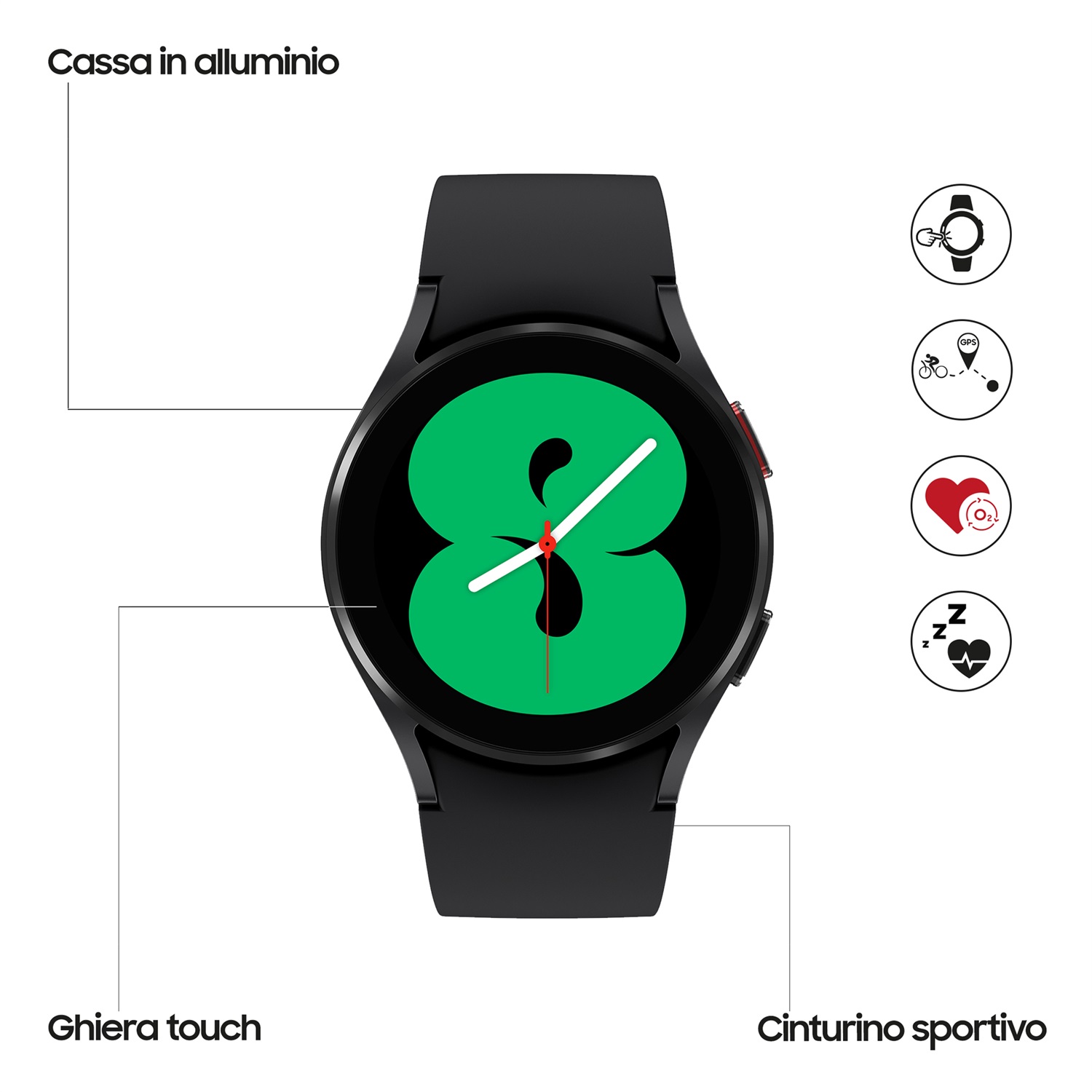 SAMSUNG Galaxy Watch4 40mm Smartwatch con Monitoraggio Salute, Fitness Tracker, Display SAMOLED, Bluetooth, GPS, Memoria 16GB, Nero