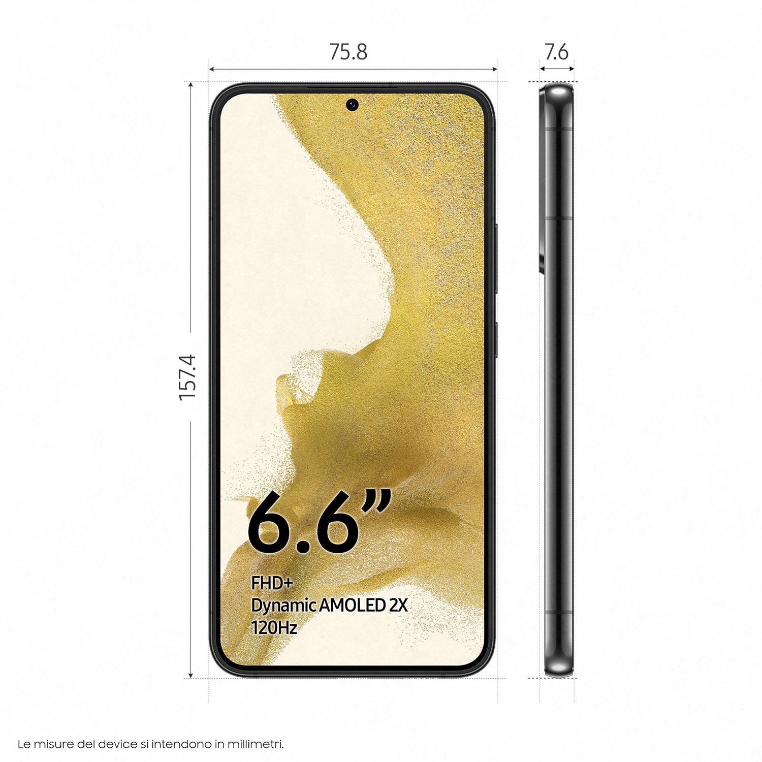 Samsung Galaxy S22 5G - Smartphone Android 6.6'' Dynamic AMOLED 2X, 4 Fotocamere (50MP), 8GB RAM, 128GB, Batteria 4500mAh, Phantom Black, Versione Italiana