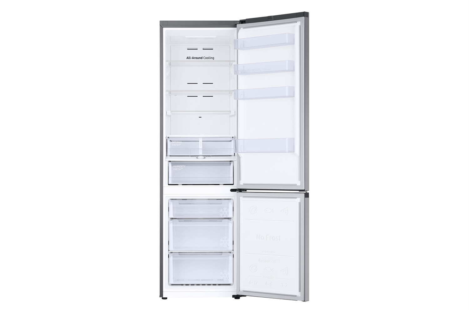 Samsung Frigorifero Combinato EcoFlex AI RB38C674CSA/EF, WiFi, SpaceMax, Total No Frost, All Around Cooling, Motore Digital Inverter 20 Anni, 390L, Silver Inox