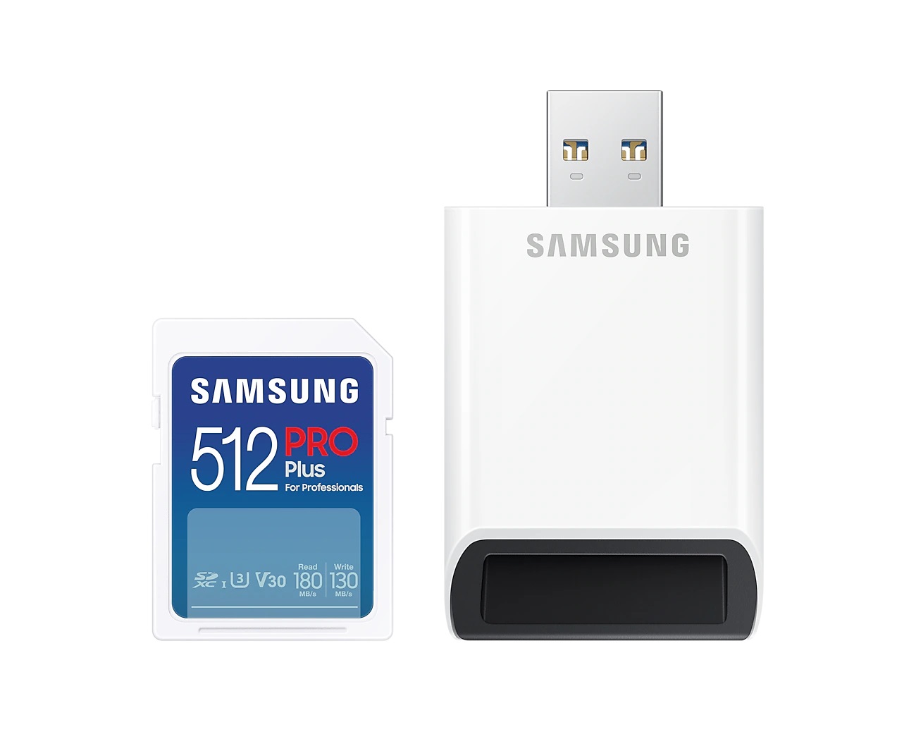 Samsung PRO Plus MB-SD512SB/WW - Scheda SD 512 GB SDXC UHS-I U3, 180 MB/s lettura, 130 MB/s scrittura, compatibile con fotocamere e droni, include lettore di schede USB