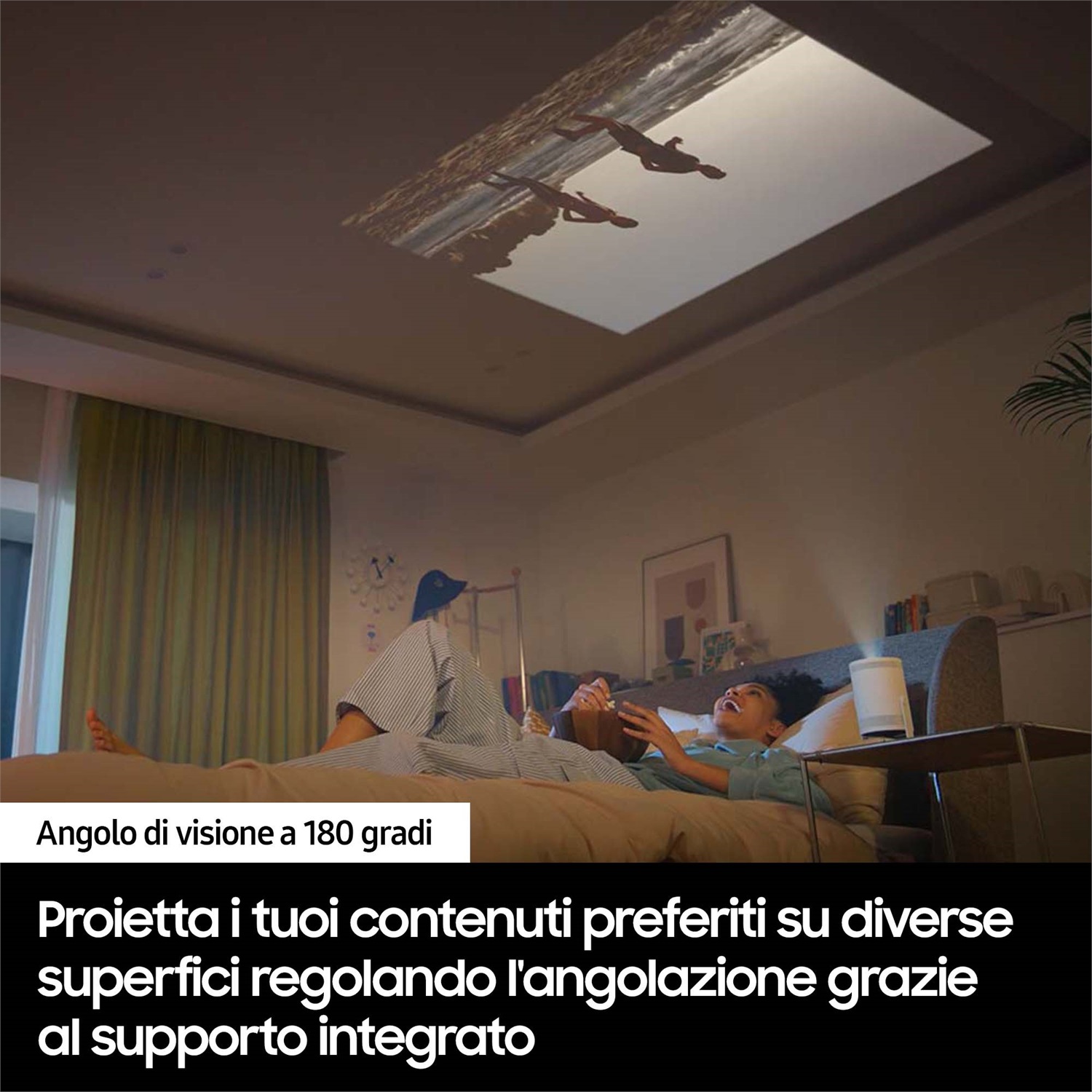 Samsung The Freestyle 2nd Gen. (2023) - Videoproiettore Portatile Full HD DLP, Wi-Fi 5, HDR, Angolo di Visione 180°, Smart TV con Tizen