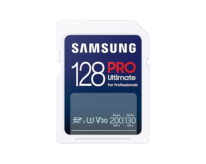 Samsung PRO Ultimate Scheda SD 128 GB, UHS-I U3, 200 MB/s di lettura, 130 MB/s di scrittura, compatibile con fotocamere e droni, con lettore di schede USB