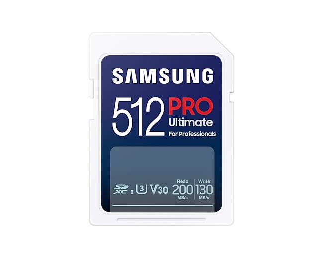Samsung PRO Ultimate Scheda SD 512 GB, UHS-I U3, 200 MB/s lettura, 130 MB/s scrittura, compatibile con fotocamera, PC, drone e action cam, incl. lettore di schede USB