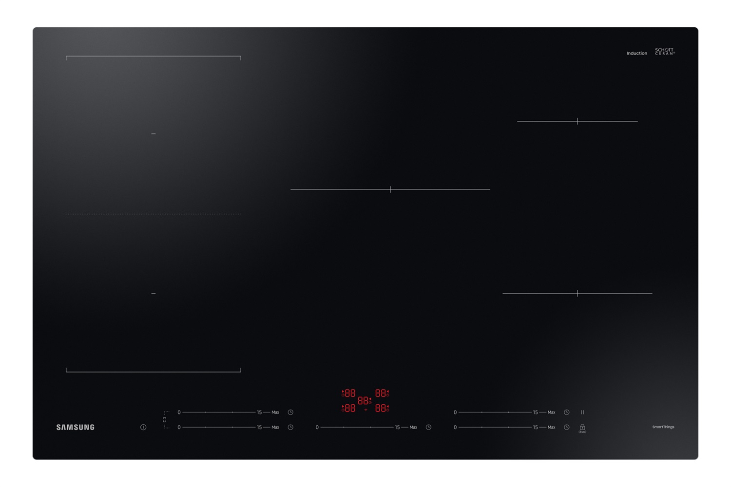 Samsung Piano a Induzione Slim Fit 80cm NZ85C5047FK - 5 Fuochi, Colore Nero, Da Incasso